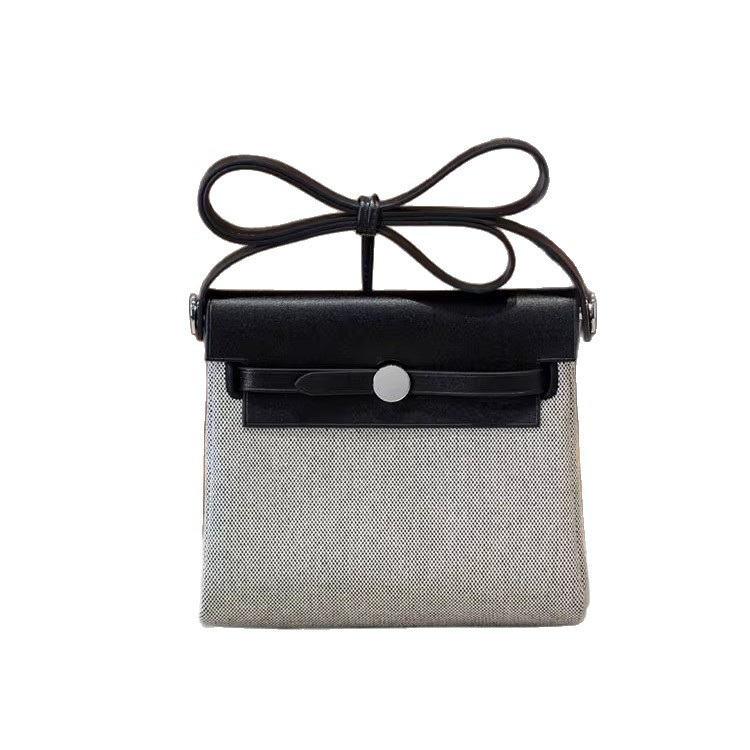 Small Canvas Patchwork Layer Calf Leather Waxed Thread Hand Sewn Mini Shoulder Crossbody Bag_voghion.com