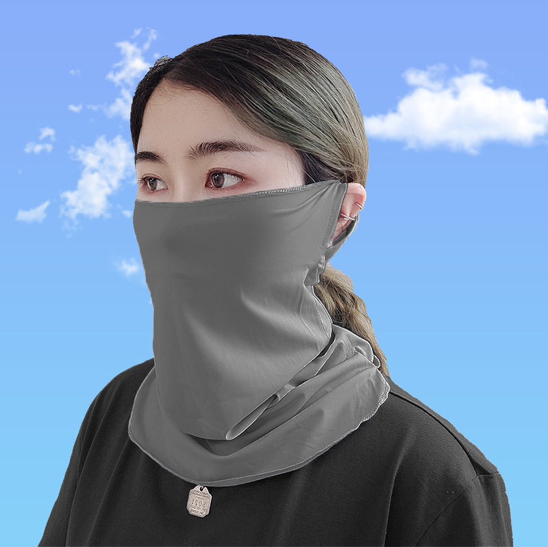 Summer Outdoor Sun Protection Riding Mask Full Face Dust Mask UV Protection Ice Silk Scarf Ear Hanging Mask Headscarf