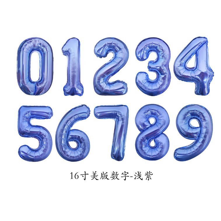 16インチ美版数字0-9アルミ膜風船子供誕生日パーティー卸売り赤ちゃん百日多色アルミ膜風船|undefined