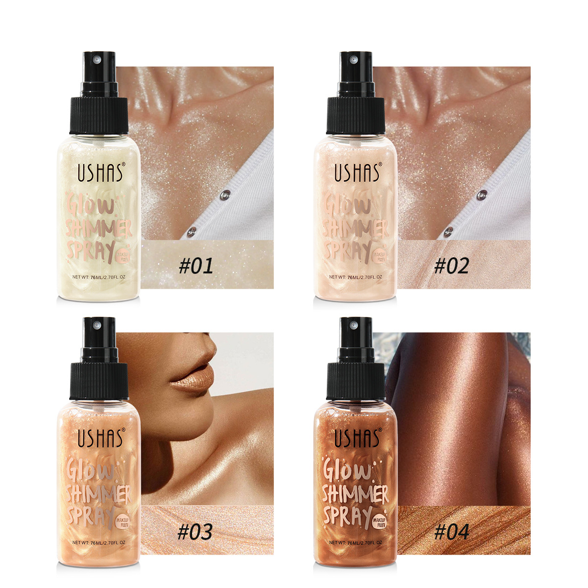 USHAS Transfronterizo Spot Liquid Highlight Brightening Base Liquid Concealer Durable Waterproof Anti-Sudor Flash Powder FS294
