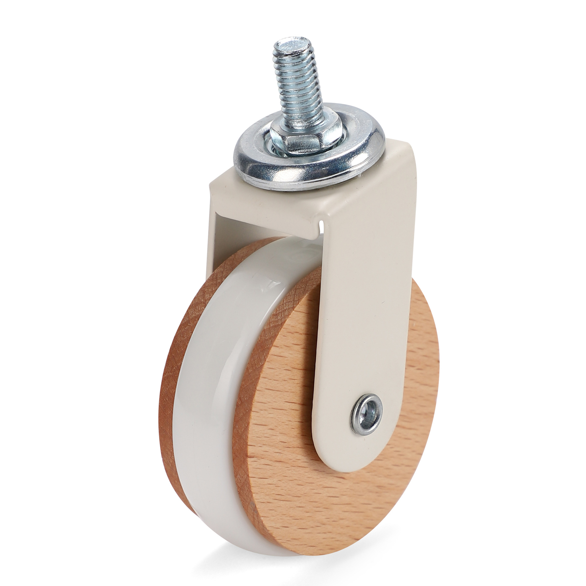 供应2.5寸木轮丝杆8*15万向脚轮子收纳架木片轮移动架用家具静音