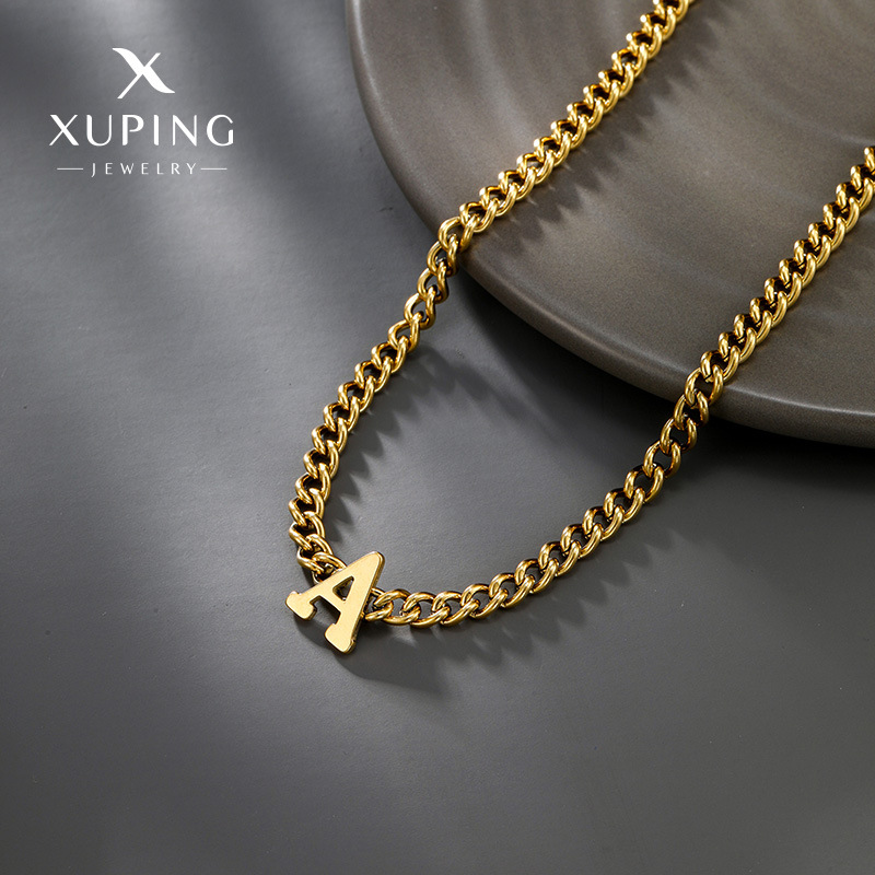 Collar con Letra A Simple Personalizado, Estilo Europeo y Americano, Aleación Chapada en Oro de 14k, Nuevo de Xuping, Venta al por Mayor