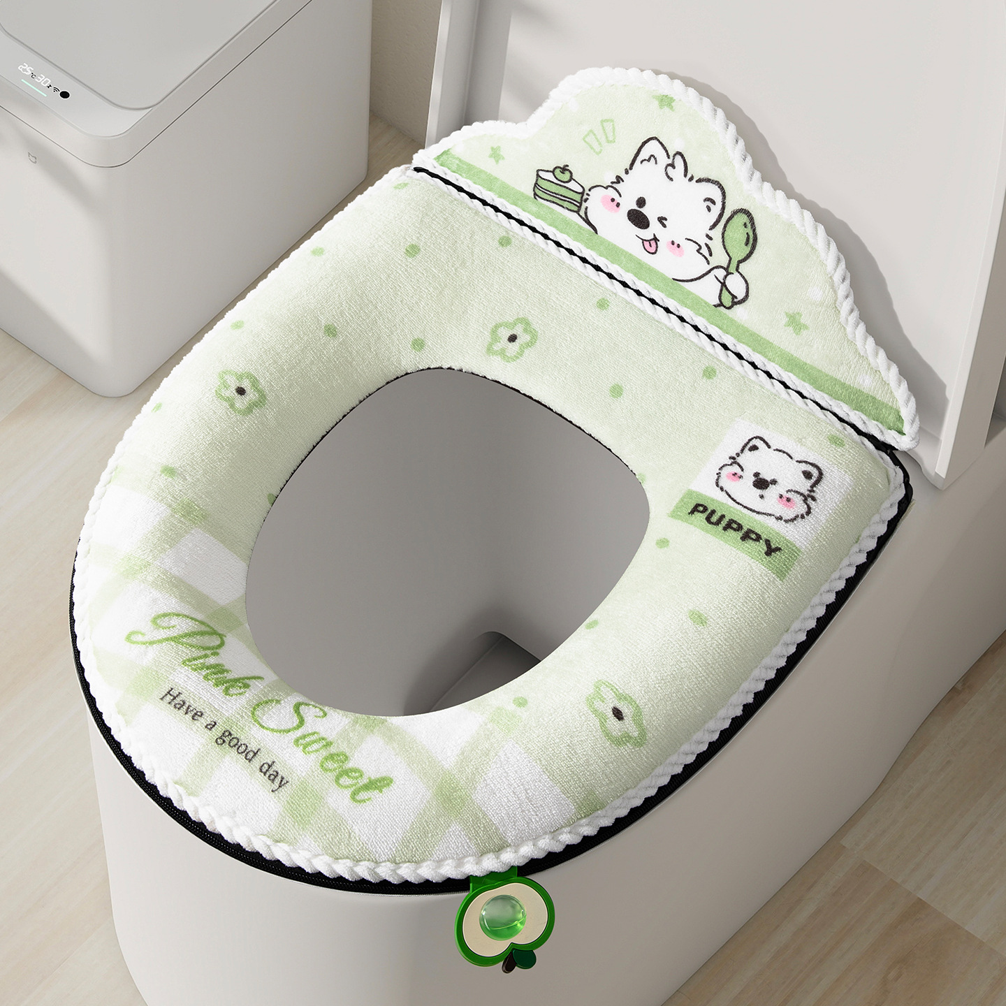 Plush zipper style [backrest-green puppy]