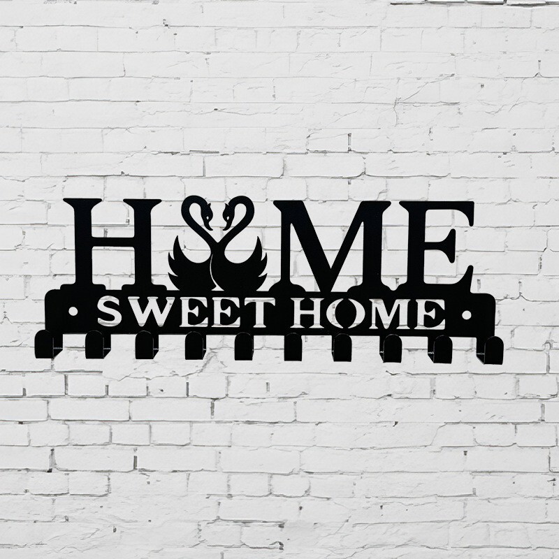 Cross-Border Home Key Rack Wall Storage Rack Metal Art Decorative Hook Keysholder Coat and Hat Entrance
