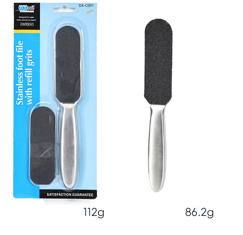 Cuidado de los pies, frotar la piel muerta, frotar los pies, eliminar los callos y la queratina, cepillar los pies de acero inoxidable, frotar los pies de doble cara, papel de lija de repuesto