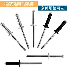 跨境袋装铝铆钉开口型圆头抽芯铆钉沉头铝铁拉铆钉长卯丁银色黑色