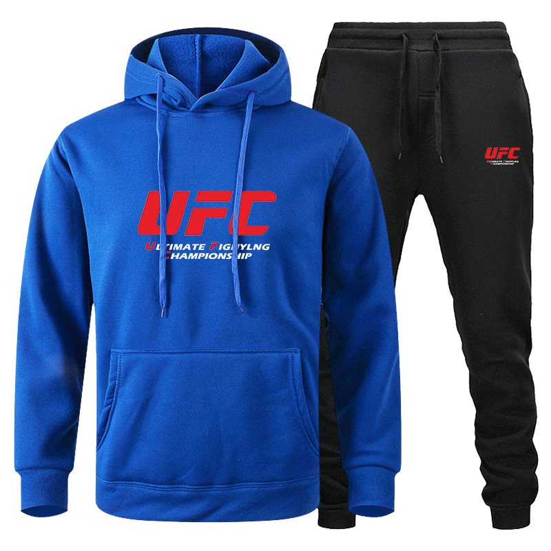 Traje de suéter de hombre transfronterizo de amazon otoño e invierno sudadera con capucha de lana roja UFC comercio exterior ocio traje deportivo