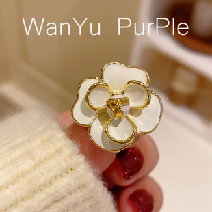 Chanel style Camellia collar pin