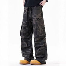 简恒潮牌|200克仿棉斜迷彩重磅潮牌工装阔腿户外运动多口袋工装裤