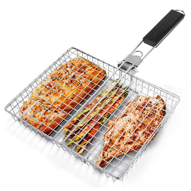 折りたたみハンドルバーベキュークリップローストチキンアウトドア多機能焼き魚焼肉トウモロコシバーベキューメッシュフレームグリルバーバスケット|undefined
