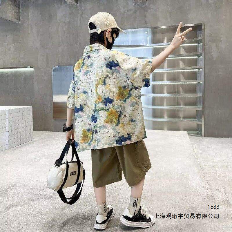 2026 New Style Boys' Summer Outfit Set - Cool and Stylish Short-Sleeved Shirt