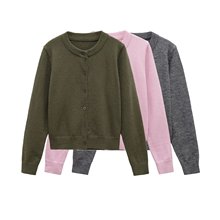 外贸女装2025秋季欧美风圆领长袖单排扣针织衫毛衣外套女G826250F