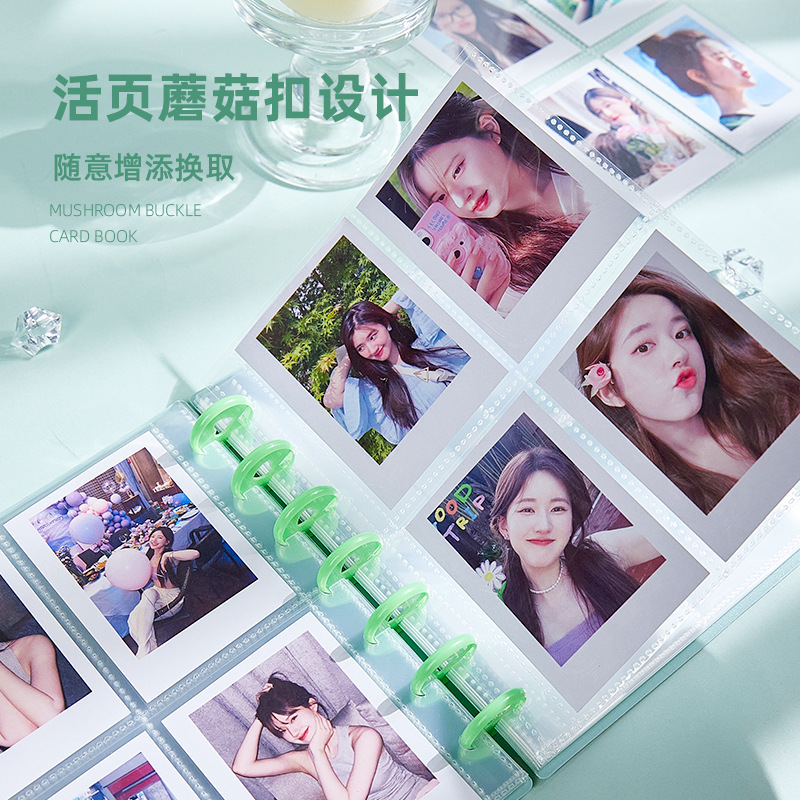 Libro de tarjetas con hebilla de hongo Little Pony Baoli Tarjeta pequeña Libro de almacenamiento de hojas sueltas de cuatro cuadrados de 3 pulgadas