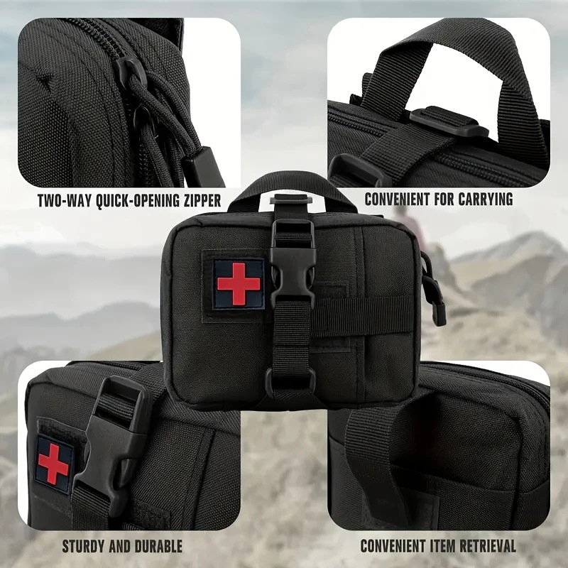 Nylon waterproof tactical MOLLE accessory first aid kit, outdoor medical kit, storage waist bag, military tactical bag