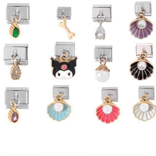 New Italian Modular Bracelet Pendant Shell Cool Loma Eye Water Drop Shape DIY Chain Ins-Style Personalized Bracelet