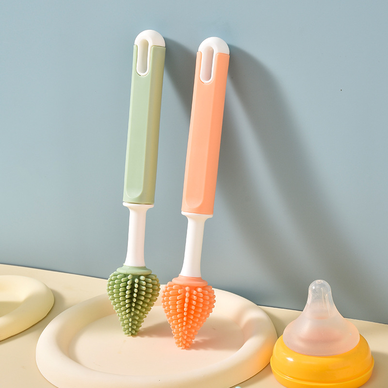 Cepillo de silicona para biberones Cepillo de chupete para bebé Cepillo de pajita Juego de tres piezas Cepillo de limpieza para niños pequeños Juego de combinación de biberones de lavado para bebés