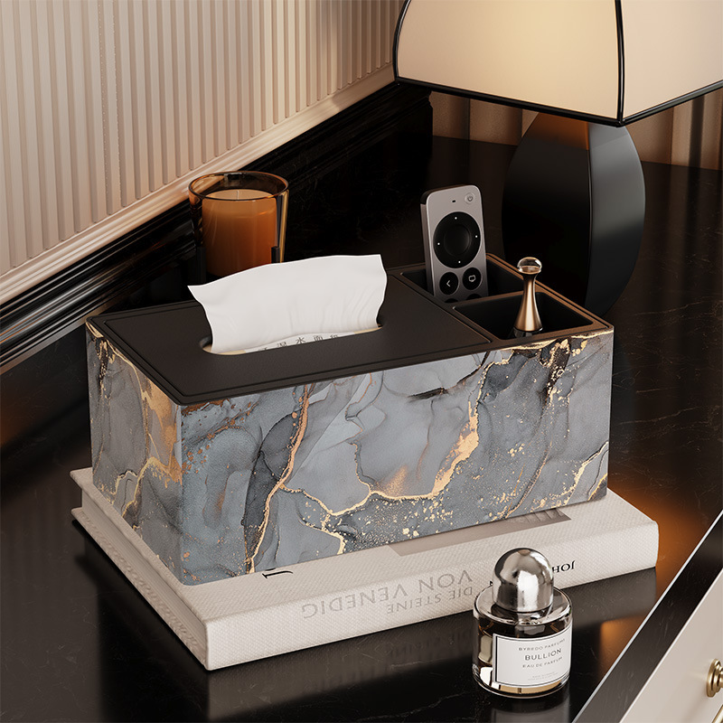 Light Luxury Tissue Box Desktop Living Room Creative Desktop Coffee Table Remote Control Storage Box Multi-Functional All-In-One Tissue Box