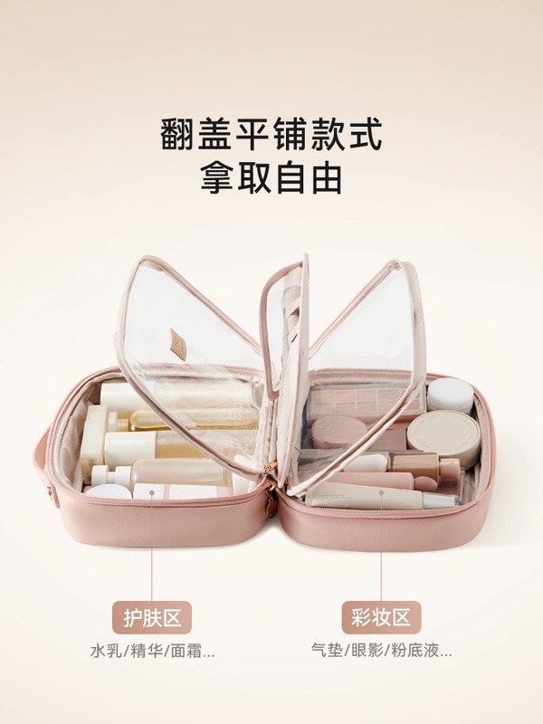 2025新款PU皮质化妆包女便携防水大容量手提旅行护肤品洗漱收纳包|undefined