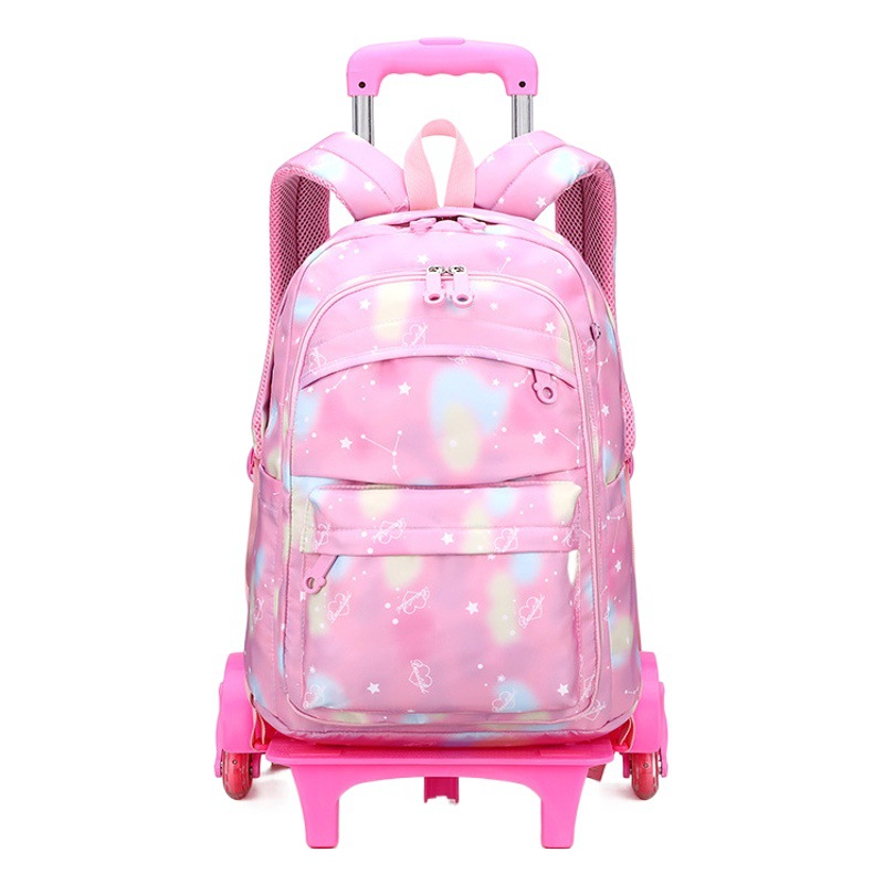 Nuevo trolley schoolbag mochila de las niñas de gran capacidad schoolbag estudiante grado 2-5 Escuela Primaria 6 ruedas escalada