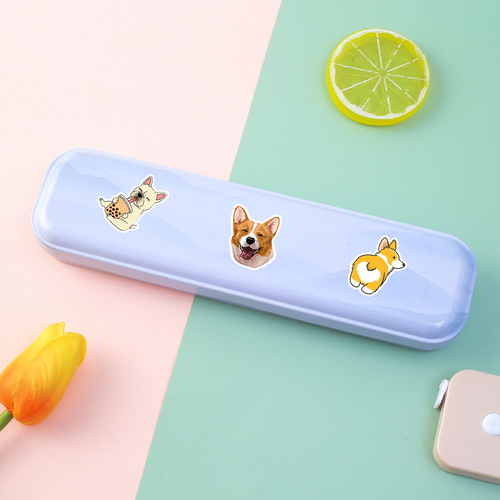 50 Cute Cartoon Dog Graffiti Stickers Water Cup Computer Refrigerator Mobile Phone Decorative Stickers Waterproof Wholesale