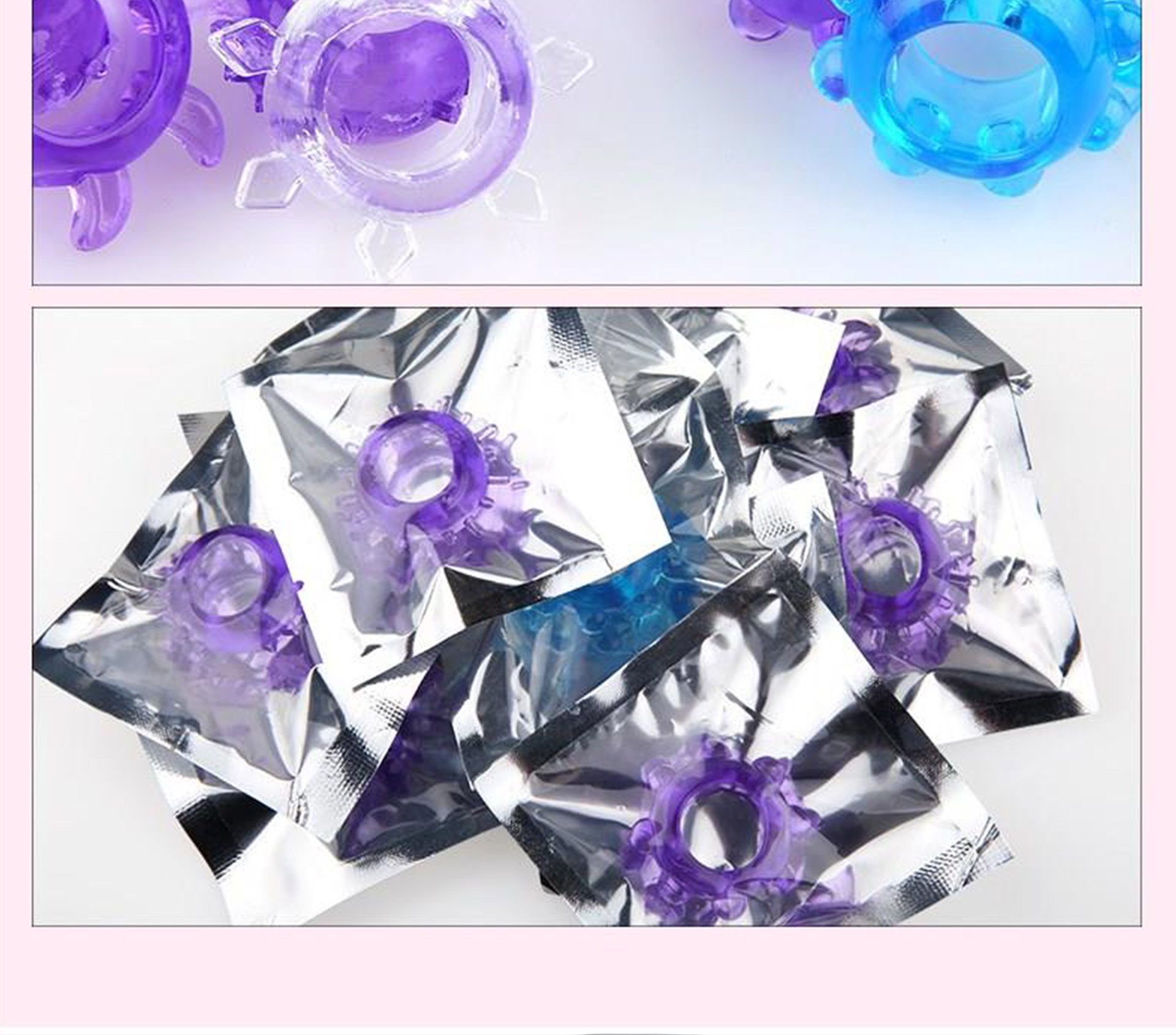 Colorful Silicone Locking Ring with Spikes, Manual Adult Toy — detail image 4