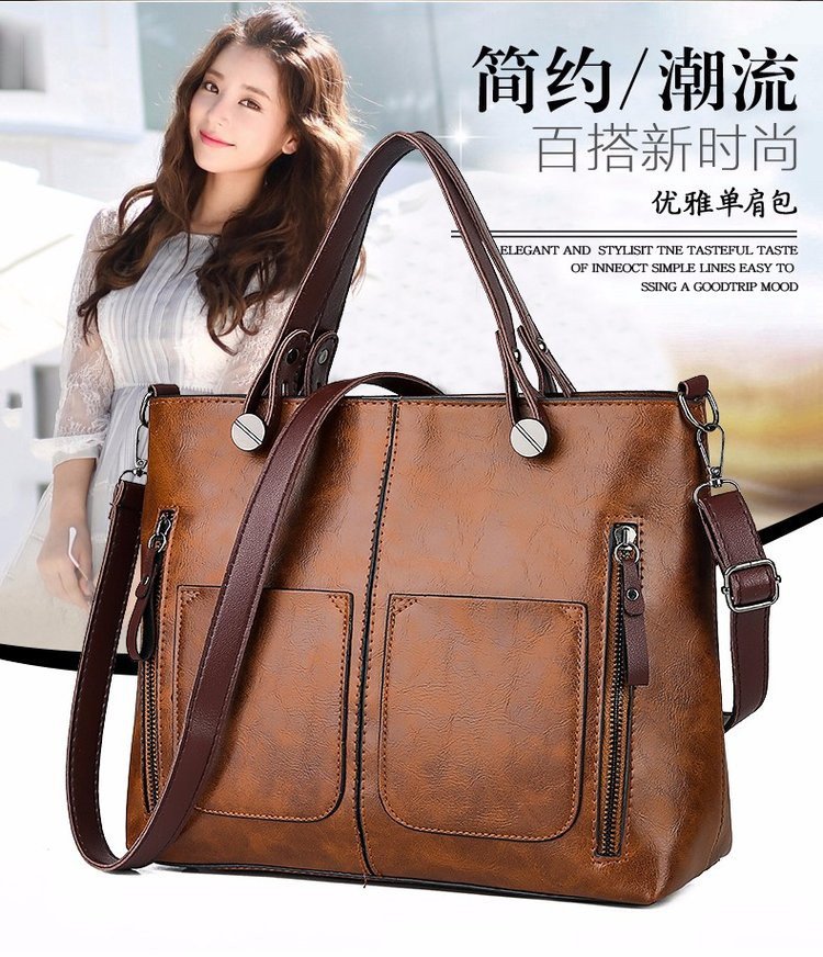 New retro European and American trend women's handbags, single-shoulder bags, crossbody bags, oil-leather cross-border one-piece shipping worldwide undefined
