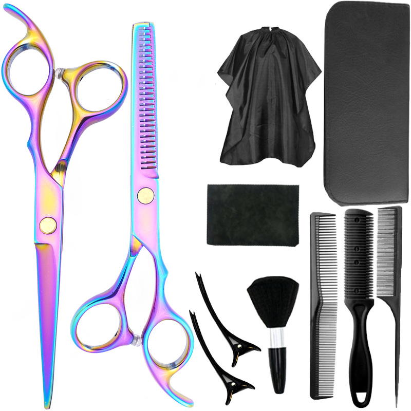 Juego de tijeras de peluquería de acero inoxidable para peluqueros, tijeras planas para adelgazar, tijeras de peluquería domésticas, tijeras de peluquería afiladas