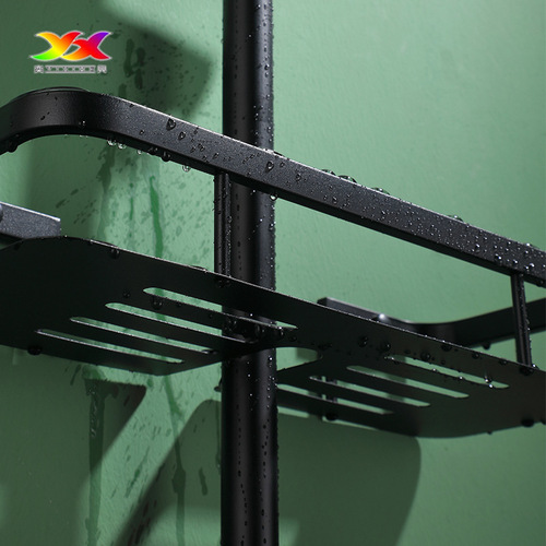 SUS304 stainless steel lifting rod shower rod shower bracket multi-functional removable adjustable black shower rack