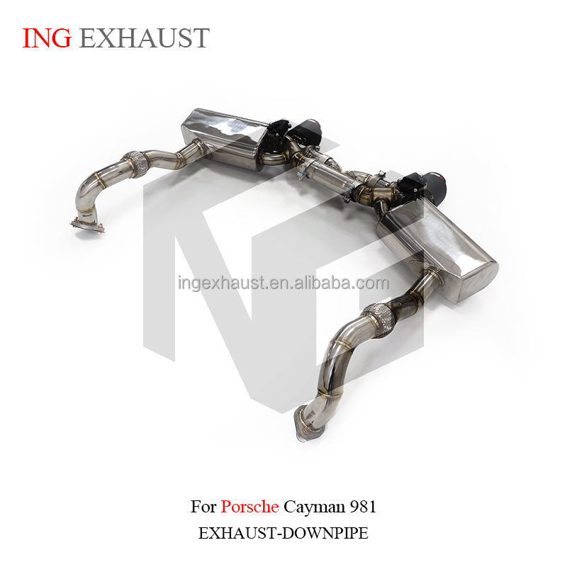 Suitable for Porsche Cayman 981 upgraded GT4 cat-back exhaust system, stainless steel pipe with valve silencer
