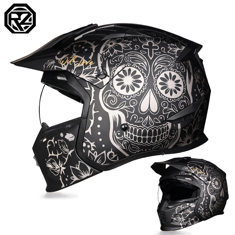 투명한 매트 블랙 꽃 해골