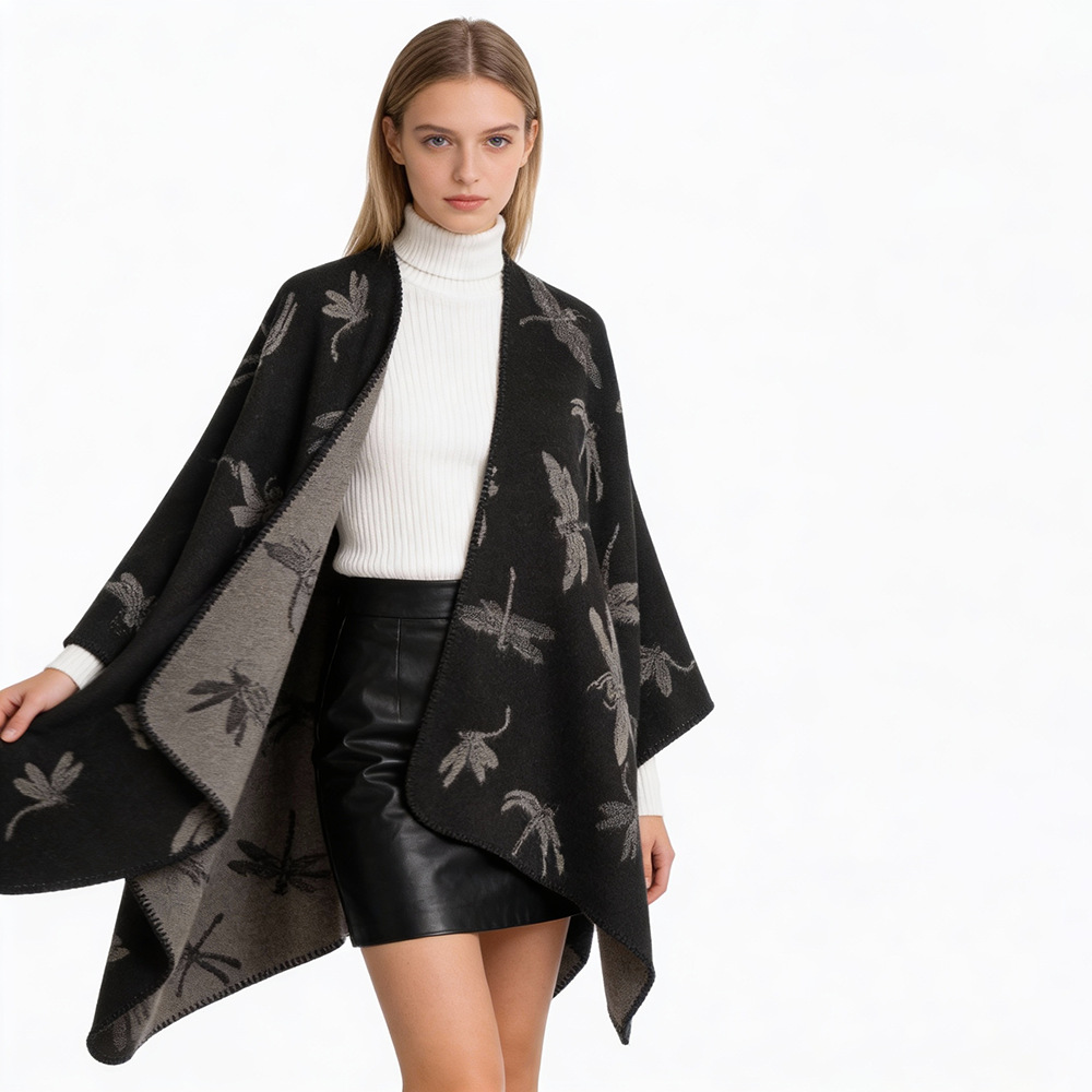 Alta sensación de otoño y invierno nuevo tipo de amplio chal de invierno femenino simple retro chal cálido venta al por mayor transfronteriza