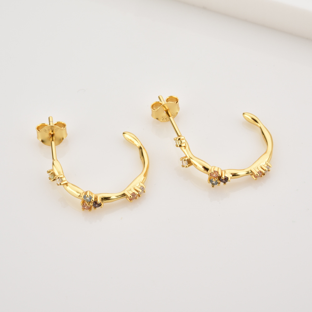 1 Pair Simple Style Geometric Plating Sterling Silver 18k Gold Plated Hoop Earrings Drop Earrings Ear Studs display picture 14