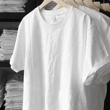 新疆棉 200g重磅白色纯棉厚实短袖T恤 纯色宽松男女基础春季之勇