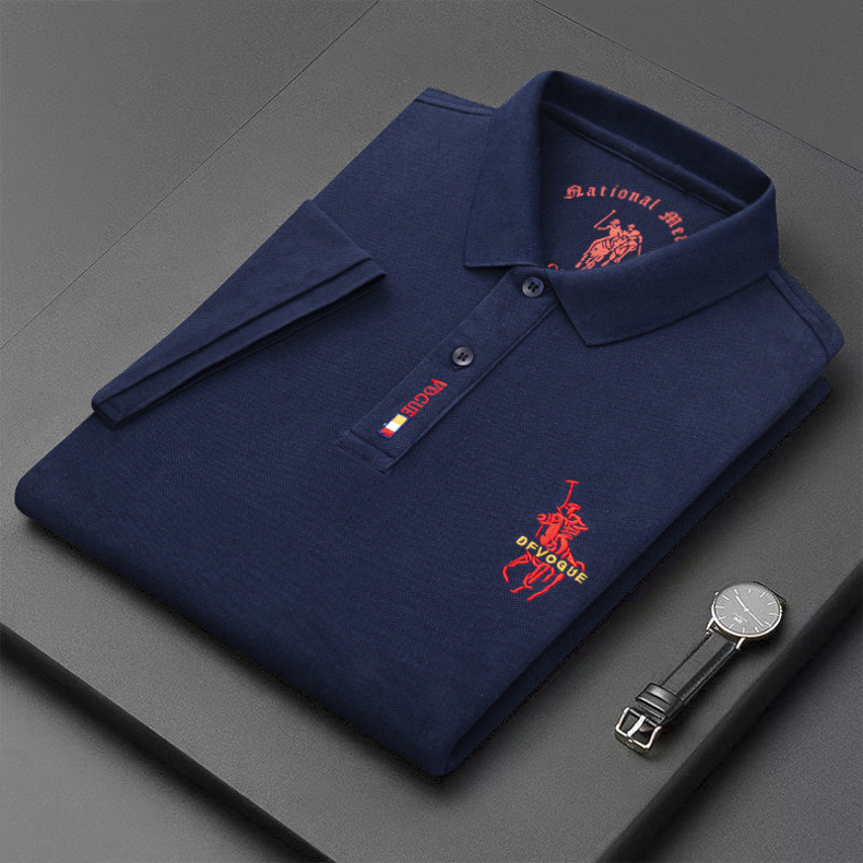 2024 Summer Pure Cotton POLO Shirt, Fashionable Casual High-end Embroidered Turn-down Collar Short Sleeve T-shirt Men's_viptrois.com