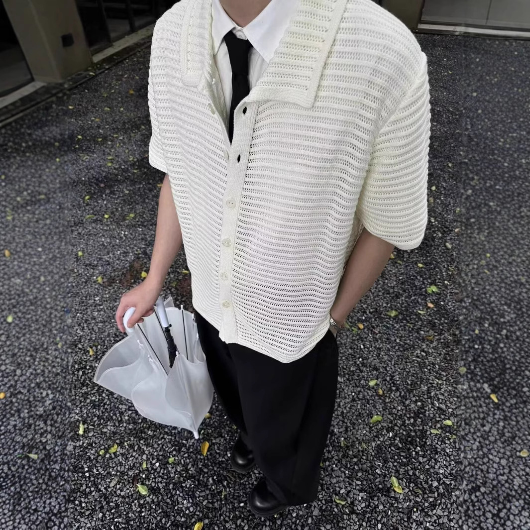 Camisas de mangas cortas de punto delgadas con hueco, chaqueta de verano, suéter, cardigan, moda