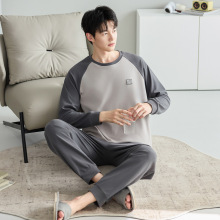 睡衣男士秋冬款德绒加厚长袖套头圆领宽松大码冬天保暖家居服套装