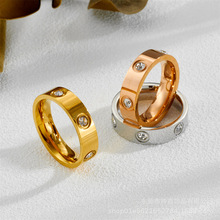 韩版热销钛钢戒指女时尚个性潮小众设计精致装饰食指指环情侣对戒