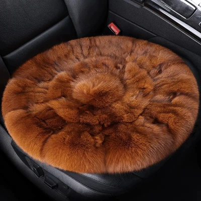 Fox fur car seat cushions, a luxurious and Wool pad - single-piece-cayenne-yellow