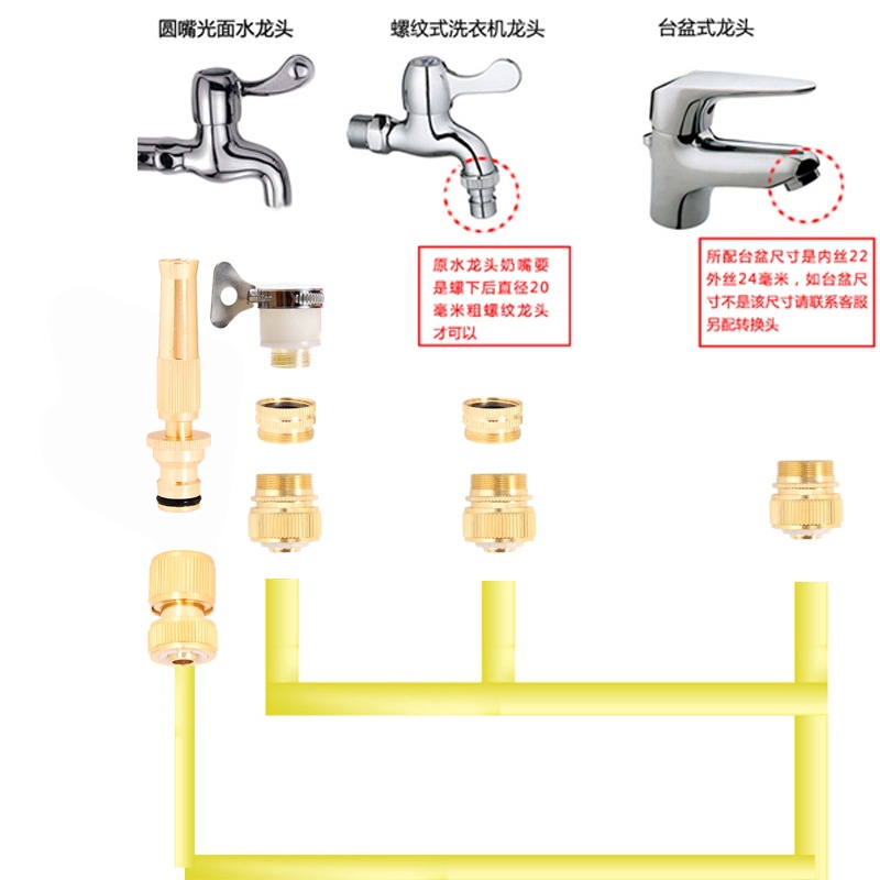 Conector Rápido para Manguera de Lavado 4 y 6 Puntos de Latón, Multiuso, para Grifo y Lavado