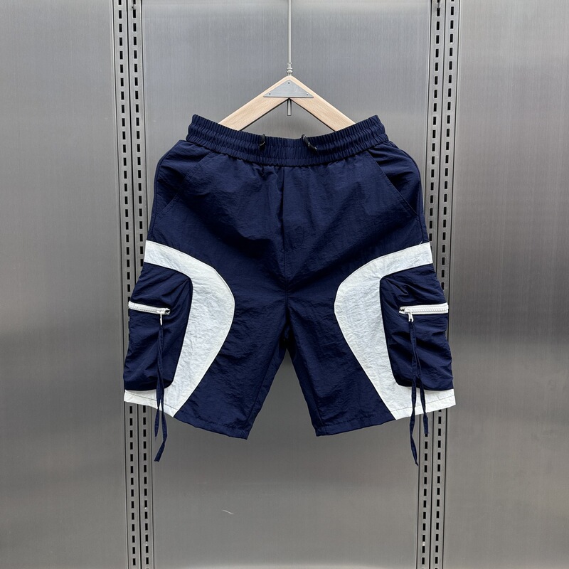 Tooling Color-matching Quick-drying Shorts Men's Summer Leak-picking Sports Pants Youth Loose Straight Outer Wear Quad Beach Pants