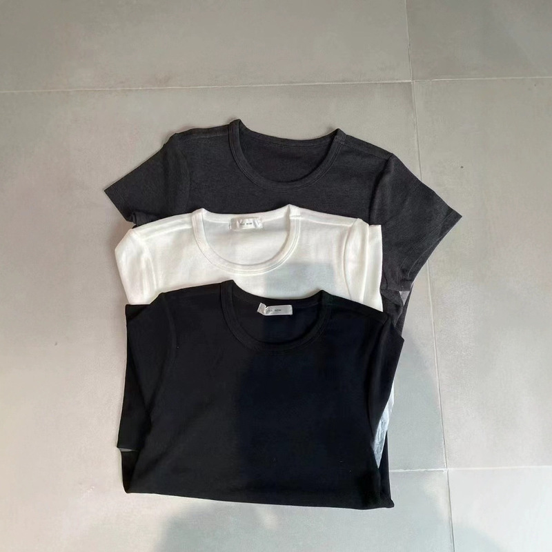 ROW All-match Inner Round Neck Short Sleeve T-shirt 2025 Autumn New Women's Comfortable Base Shirt Top Trendy