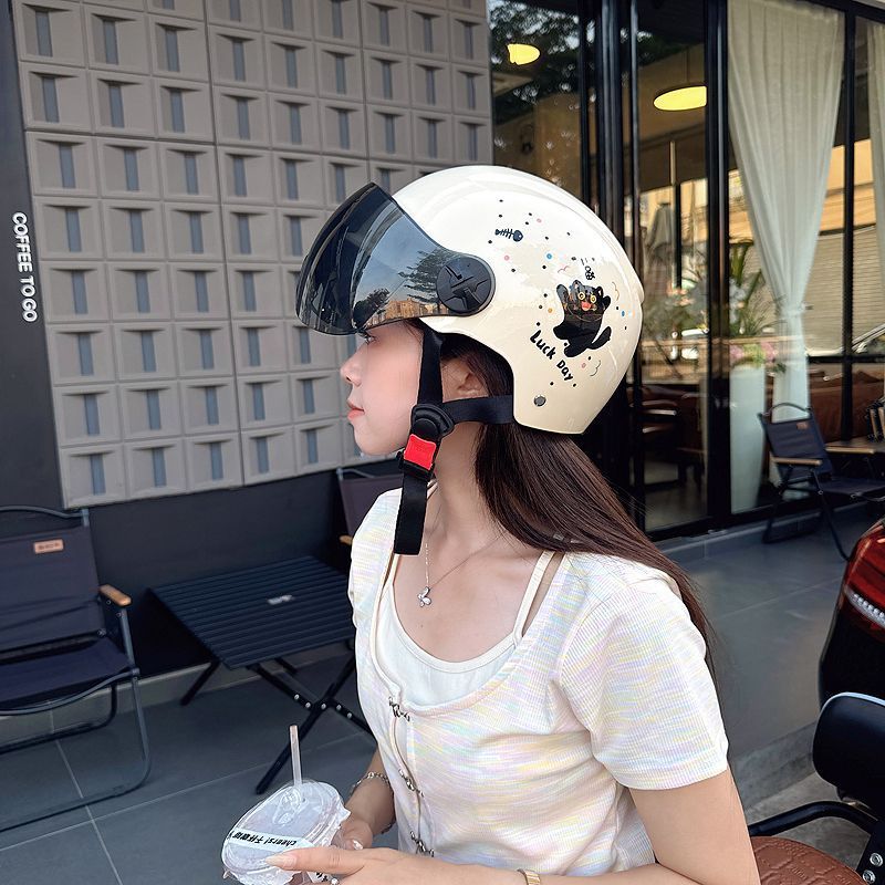3C Certified Electric Motorcycle Helmet Women's Scooter Safety Half Helmet