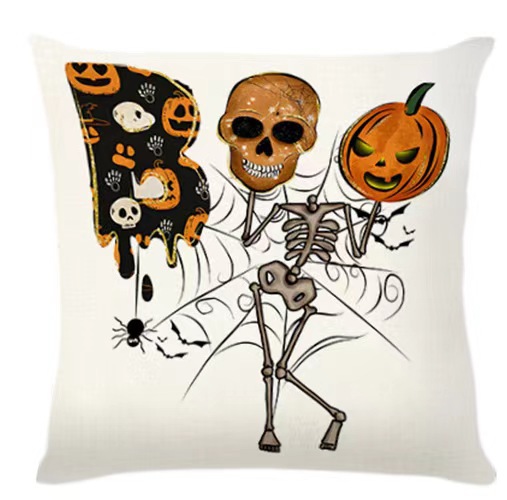 Transfronterizo Amazon Halloween impresión lino almohada cubierta bruja calabaza decoración doméstica almohada cubierta