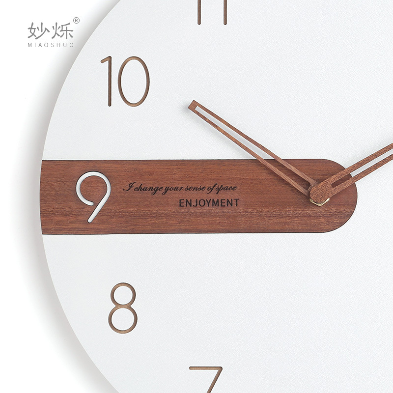 Reloj de pared de madera estilo nórdico - Diseño simple y atmosférico - Para sala de estar y dormitorio - Decoración trendy para Instagram