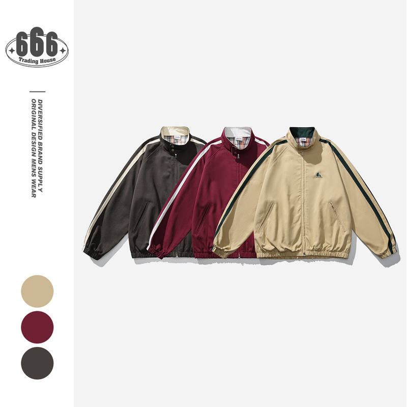 CROWD CITY Spring and Autumn Loose Collar Jacket Harrington Jacket Men's All-match Casual Collar Top Y477