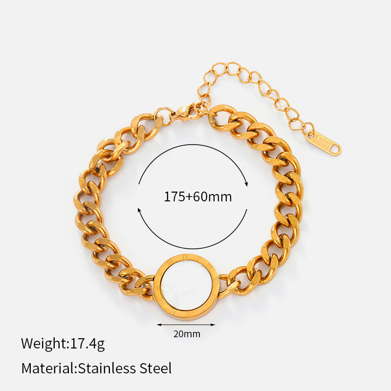 ヨーロッパとアメリカのクロスボーダーシンプルなステンレス鋼の太いブレスレット電気メッキ 18 K ゴールドチェーンブレスレットヒップホップスタイルチタン鋼ブレスレット|undefined