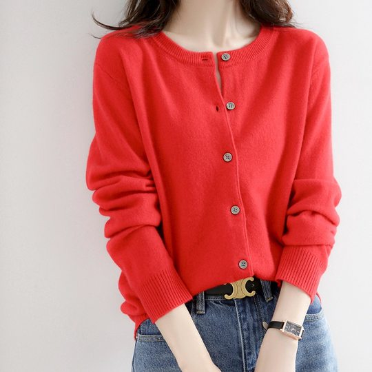 Wool Blended Knitted Cardigan 24 Years New Fashion Autumn and Winter Cardigan plus size Breathable Knitted Top