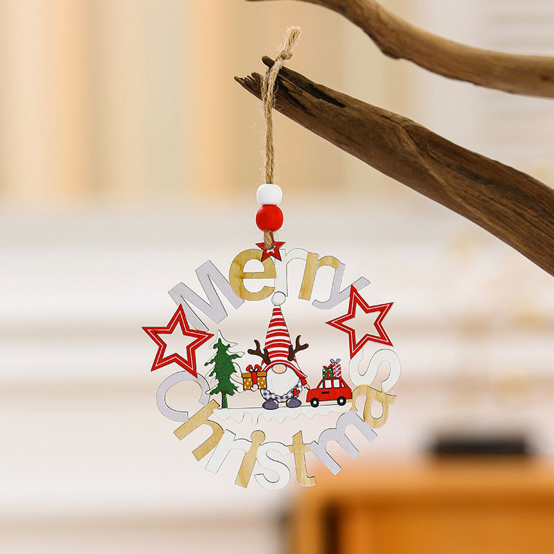 Nuevo hueco colgante de madera de Navidad adornos colgantes árbol de Navidad pequeño colgante sin rostro ancianos decoraciones de Navidad