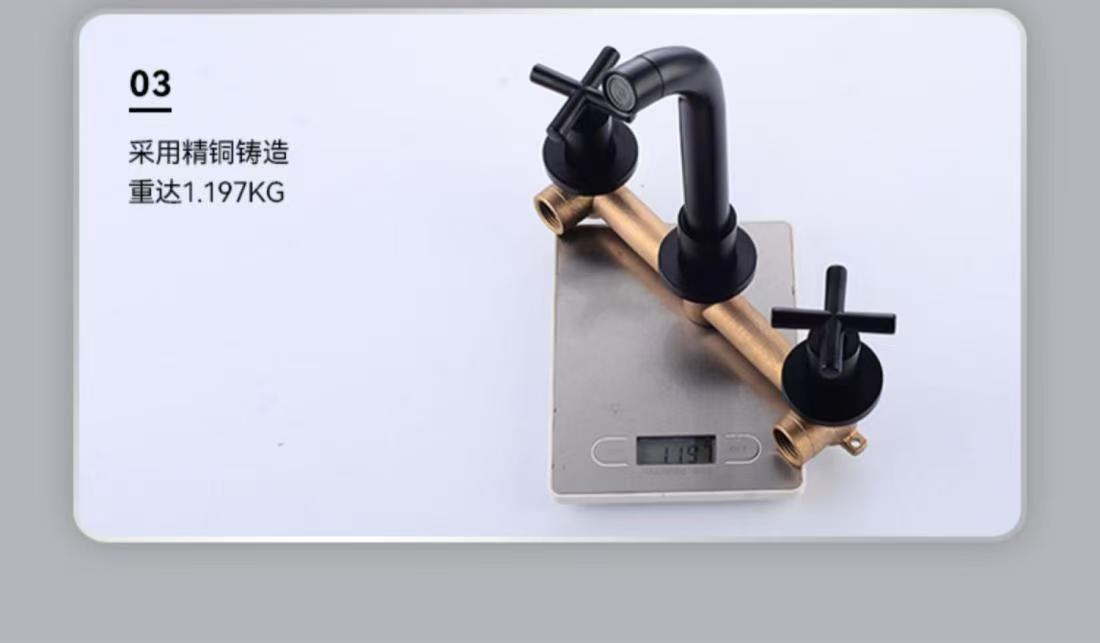 Cross-border all-copper double-handle concealed washbasin, hot and cold water faucet, hotel apartment, homestay, built-in wall-mounted faucet undefined