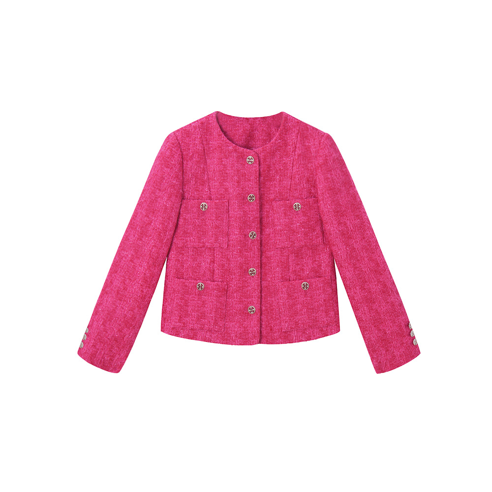 23 otoño alto lujo pequeño * Chanel estilo corto abrigo de color blanco pequeño cuello redondo lana tejida abrigo corto 15388